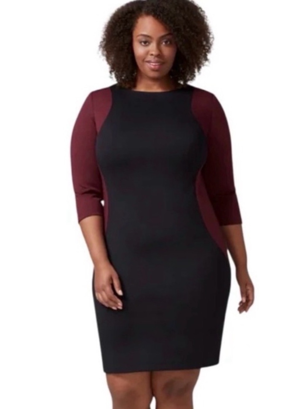 Lane Bryant NEW Colorblock Sheath Dress Womens Plus 22 Wine/Black
